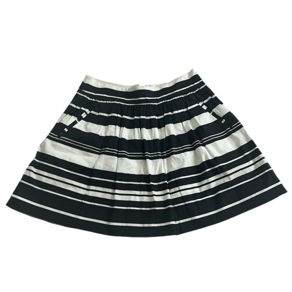 Banana Republic Black and White Striped Skirt, Fit and Flare, Women's 4 Petite